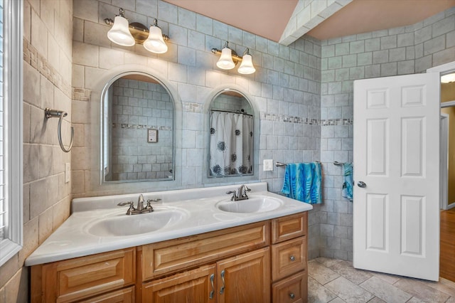 70 Birchwood Dr, Middletown, CT 06457 - full bath featuring tile walls and double vanity
