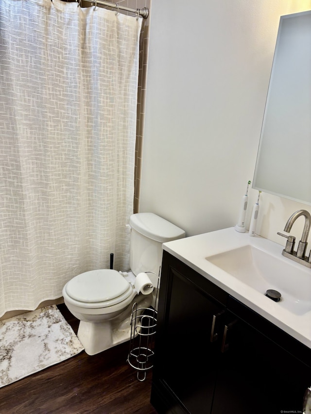 309 High Path Rd Unit 309, Windsor, CT 06095 - full bath with vanity, toilet, wood finished floors, and curtained shower
