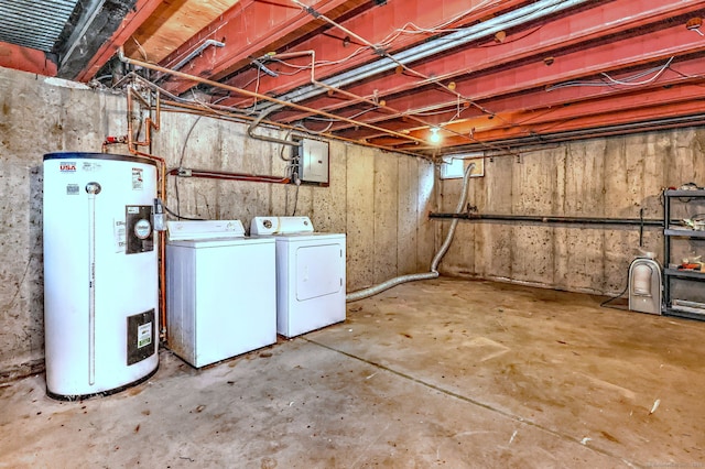 190 Wooster St Unit 27, New Haven, CT 06511 - unfinished basement with water heater, washer and clothes dryer, and electric panel