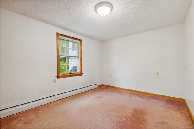 49 Longwood Dr, East Haddam, CT 06415 - empty room with baseboard heating, carpet, a textured ceiling, and baseboards