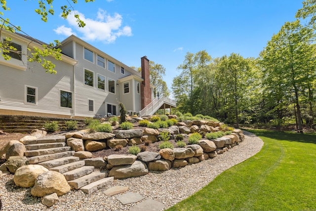 35 Bart Dr, Canton, CT 06019 - view of grassy yard with stairway