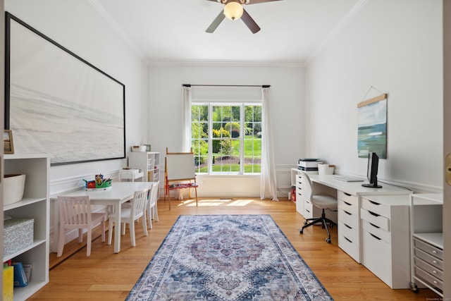 35 Bart Dr, Canton, CT 06019 - home office with ornamental molding, a ceiling fan, and light wood finished floors