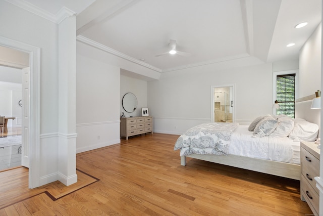 35 Bart Dr, Canton, CT 06019 - bedroom with light wood-style floors, crown molding, ensuite bath, and baseboards