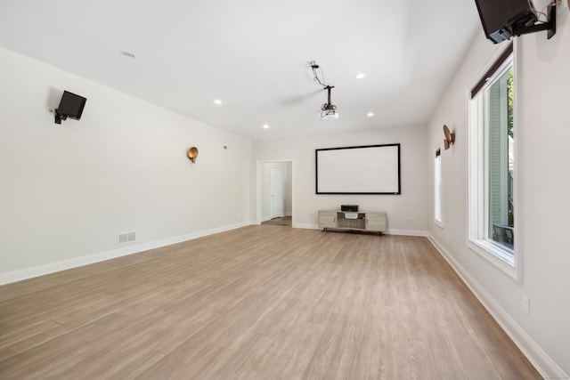 35 Bart Dr, Canton, CT 06019 - home theater with recessed lighting, light wood-style floors, and baseboards