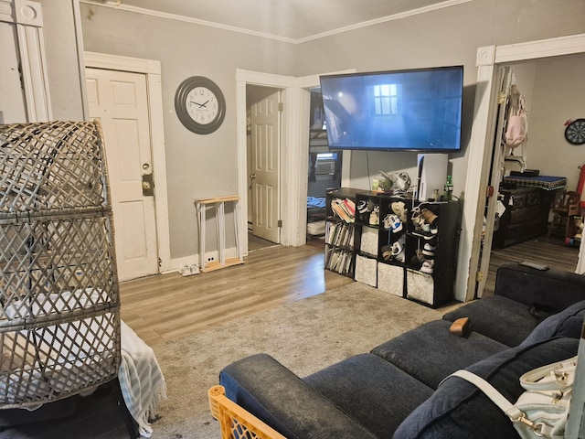 96 S St, Windham, CT 06226 - living room featuring wood finished floors, crown molding, and baseboards