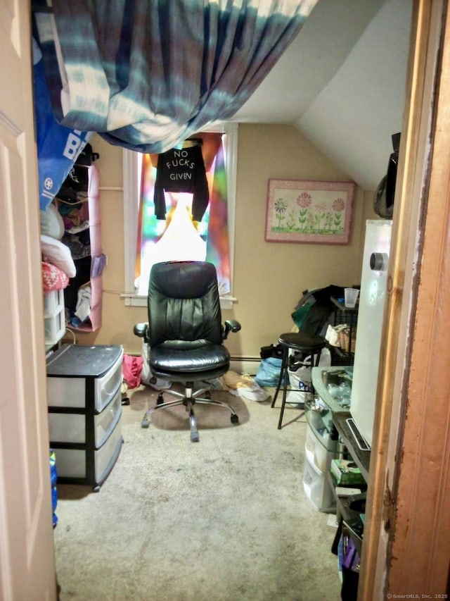 100 Roosevelt Ave, Torrington, CT 06790 - home office featuring lofted ceiling and carpet flooring