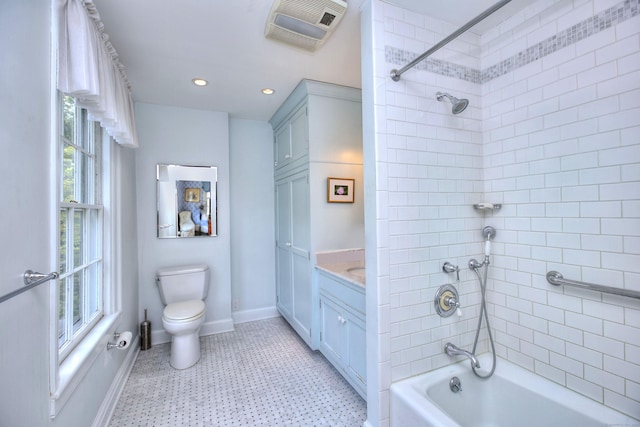 587 Carter St, New Canaan, CT 06840 - full bathroom featuring toilet, vanity, tile patterned floors,  shower combination, and baseboards