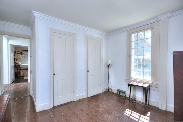 587 Carter St, New Canaan, CT 06840 - unfurnished bedroom with hardwood / wood-style flooring, ornamental molding, and baseboards