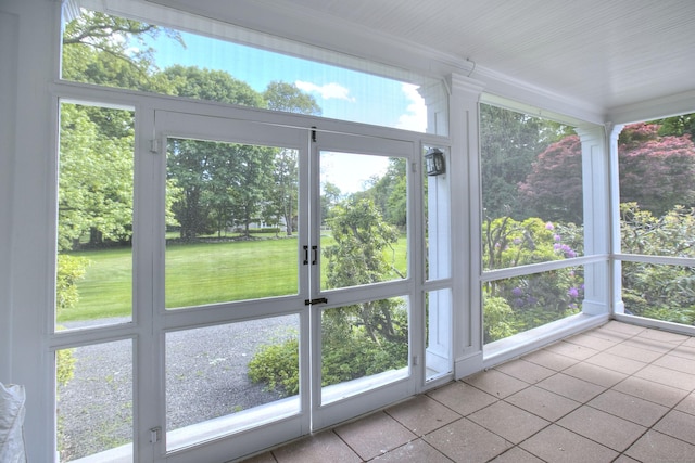 587 Carter St, New Canaan, CT 06840 - unfurnished sunroom with crown molding and plenty of natural light