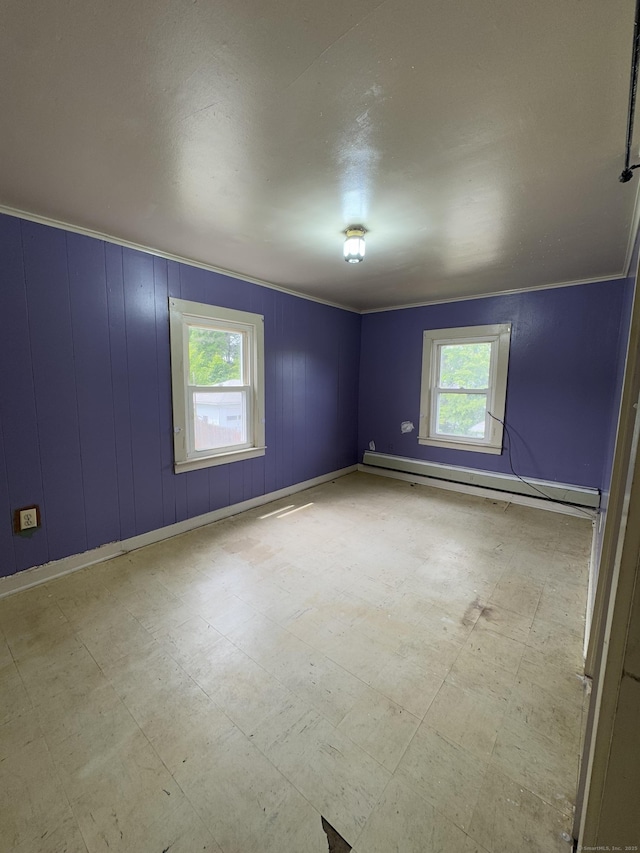 160 New Litchfield St, Torrington, CT 06790 - unfurnished room with tile patterned floors, a baseboard radiator, and baseboards