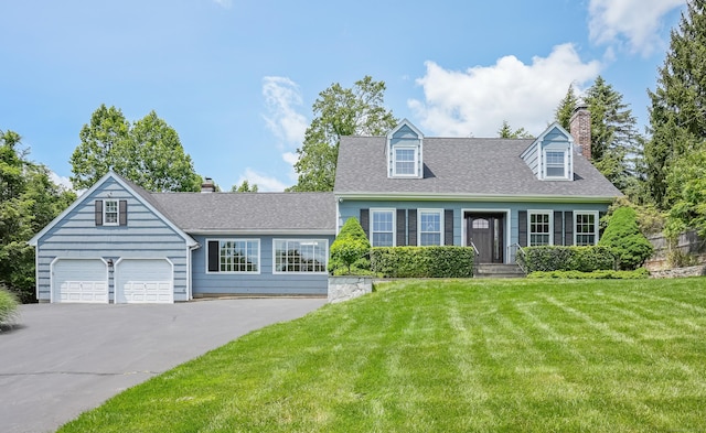 7 Silva Ter, Oxford, CT 06478 - cape cod-style house featuring a front lawn, a chimney, driveway, and roof with shingles