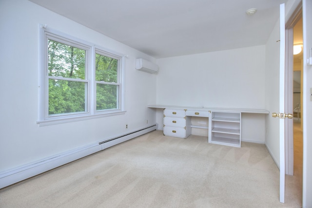 52 Woodside Ave, Westport, CT 06880 - unfurnished office with baseboard heating, light colored carpet, and an AC wall unit