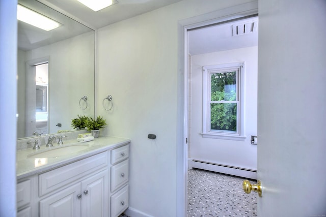 52 Woodside Ave, Westport, CT 06880 - bathroom featuring a baseboard radiator and vanity