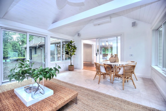 52 Woodside Ave, Westport, CT 06880 - sunroom with a wall mounted AC, healthy amount of natural light, and a chandelier