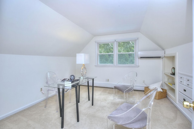 52 Woodside Ave, Westport, CT 06880 - carpeted home office with an AC wall unit, lofted ceiling, and baseboard heating