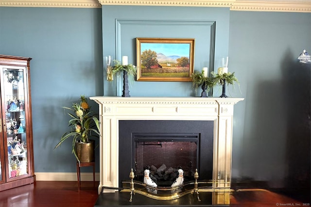 3200 Park Ave Unit 10A1, Bridgeport, CT 06604 - detailed view of a fireplace, baseboards, and wood finished floors