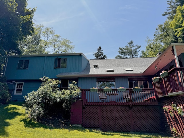 10 Laurel Trl, Durham, CT 06422 - rear view of house featuring a yard, a shingled roof, and a deck
