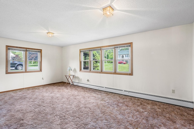 1441 Woodtick Rd, Wolcott, CT 06716 - empty room with baseboard heating, carpet, a textured ceiling, and baseboards