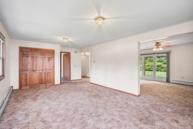1441 Woodtick Rd, Wolcott, CT 06716 - unfurnished bedroom with access to exterior, a baseboard radiator, carpet flooring, and baseboards