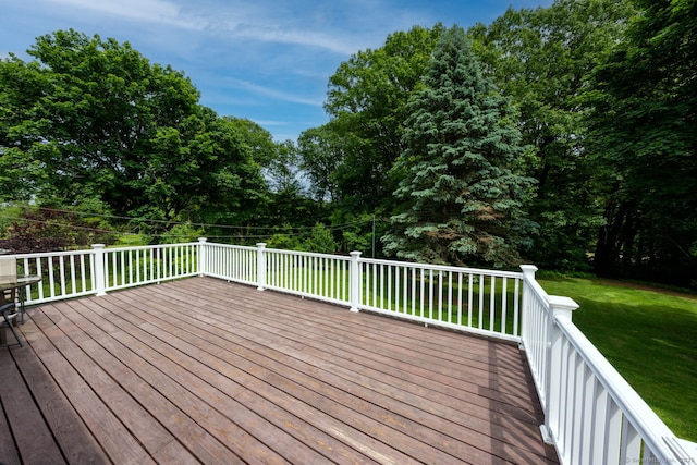 39 Ivy Dr, Southington, CT 06489 - wooden deck with a yard and view of wooded area