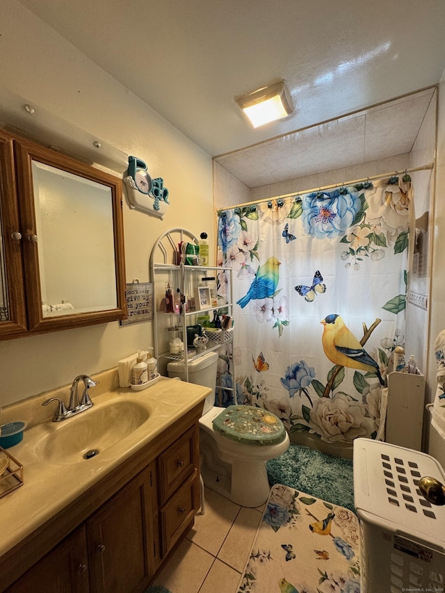 82 Louisiana Ave, Bridgeport, CT 06610 - full bathroom featuring tile patterned flooring, vanity, toilet, and a shower with curtain