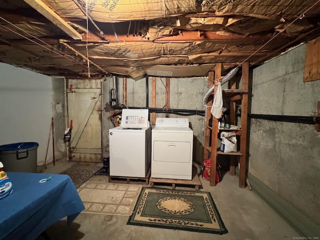 82 Louisiana Ave, Bridgeport, CT 06610 - unfinished basement featuring washing machine and dryer