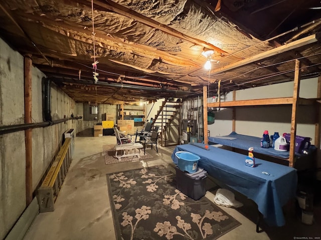 82 Louisiana Ave, Bridgeport, CT 06610 - unfinished below grade area with stairs and electric panel