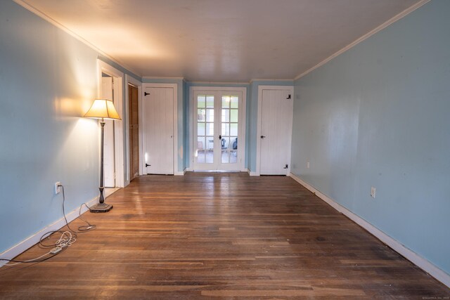 25 Gray Ledge Rd, Branford, CT 06405 - unfurnished room featuring french doors, wood finished floors, baseboards, and crown molding