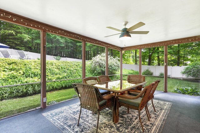 40 Spring Hill Ln, Bethel, CT 06801 - sunroom with a ceiling fan and outdoor dining space