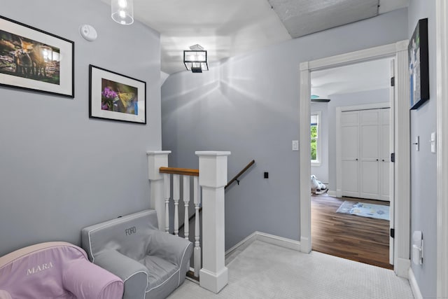 114 Dean Rd, East Lyme, CT 06333 - staircase featuring carpet and baseboards