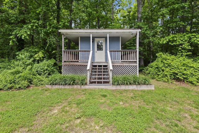 114 Dean Rd, East Lyme, CT 06333 - view of front of home with a porch, a front yard, and stairs
