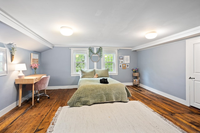 8 Cider Mill Rd, Tolland, CT 06084 - bedroom featuring dark wood finished floors, baseboards, crown molding, and lofted ceiling