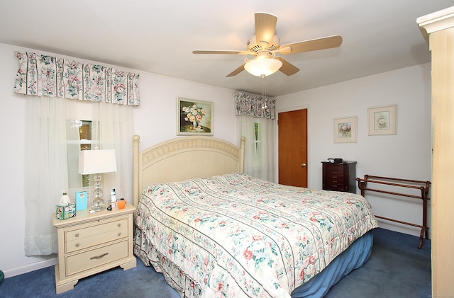 202 Wilson Rd, Orange, CT 06477 - bedroom with carpet flooring, a ceiling fan, and baseboards