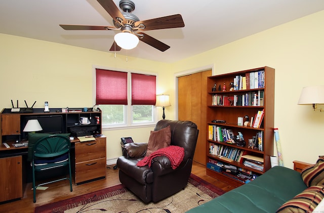 202 Wilson Rd, Orange, CT 06477 - office featuring wood finished floors and a ceiling fan