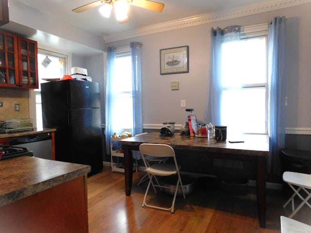157 Madison Ter, Bridgeport, CT 06606 - office area with a ceiling fan, light wood-style flooring, and ornamental molding