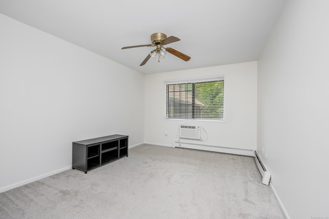 125 Warner Hill Rd Unit 74, Stratford, CT 06614 - carpeted spare room with ceiling fan, baseboards, a wall unit AC, and baseboard heating