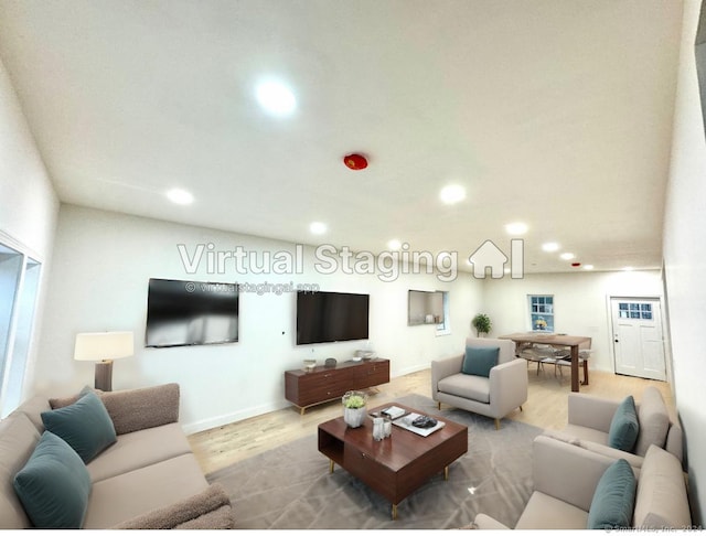 277 Trumbull Ave, Bridgeport, CT 06606 - living room with light wood-type flooring, recessed lighting, and baseboards