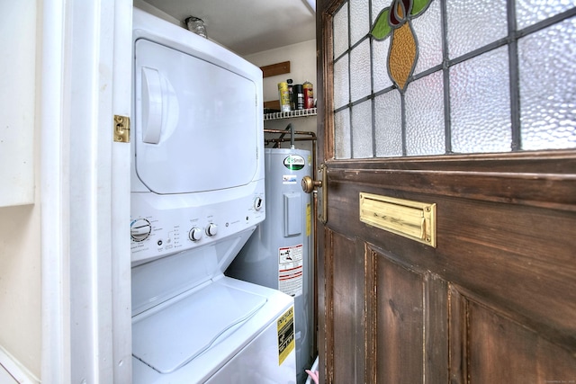26 Cove Ave Apt 3B, Norwalk, CT 06855 - laundry area with estacked washer and dryer and water heater