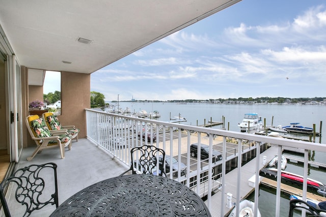 26 Cove Ave Apt 3B, Norwalk, CT 06855 - balcony featuring a water view, a dock, and boat lift