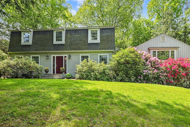 33 Cold Spring Rd, Avon, CT 06001 - view of front facade with roof with shingles, a front lawn, and mansard roof