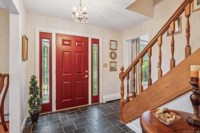 33 Cold Spring Rd, Avon, CT 06001 - entryway with healthy amount of natural light, a chandelier, stairs, and baseboards