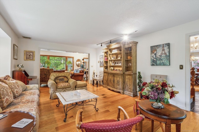 33 Cold Spring Rd, Avon, CT 06001 - living room featuring light wood finished floors, a chandelier, and track lighting