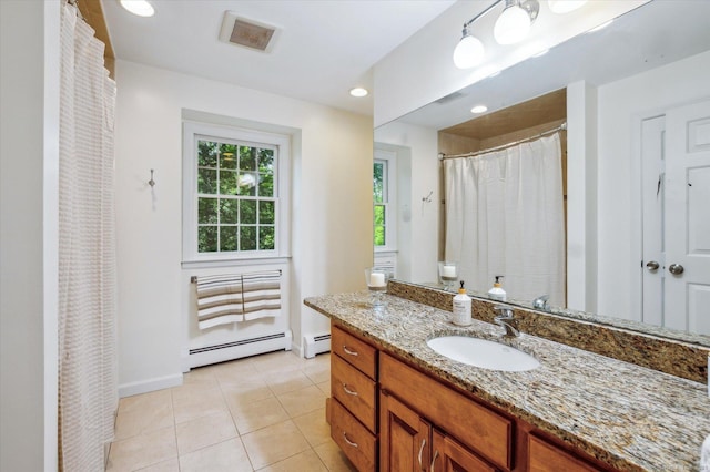 33 Cold Spring Rd, Avon, CT 06001 - full bathroom with a baseboard radiator, vanity, tile patterned flooring, and baseboards
