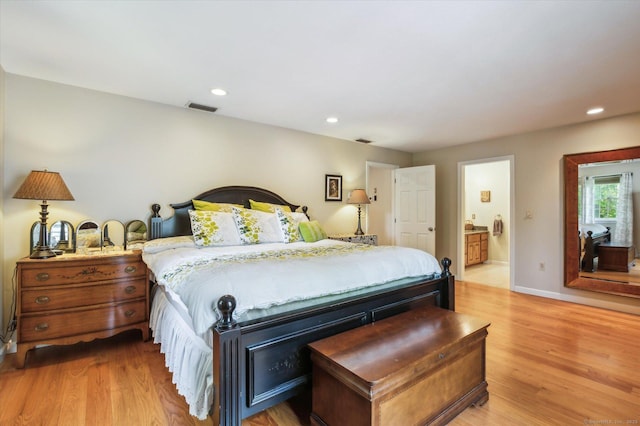 33 Cold Spring Rd, Avon, CT 06001 - bedroom featuring light wood-style floors, connected bathroom, recessed lighting, and baseboards