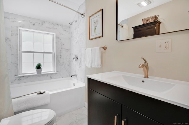 15 Stony Cors, Avon, CT 06001 - full bath with marble look tile flooring, washtub / shower combination, vanity, and toilet