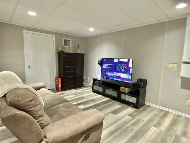 10 Richards Ave, Seymour, CT 06483 - living area featuring light wood-style flooring, a paneled ceiling, baseboards, and recessed lighting