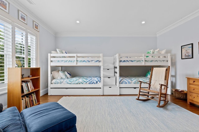 5 Oakleigh Ct, Norwalk, CT 06853 - bedroom featuring ornamental molding, wood finished floors, and recessed lighting