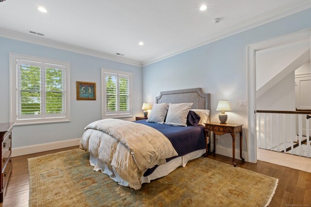 5 Oakleigh Ct, Norwalk, CT 06853 - bedroom with wood finished floors, baseboards, ornamental molding, and recessed lighting