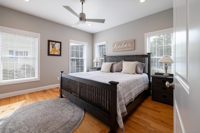 100 Silver Island Way Unit 100, Berlin, CT 06037 - bedroom with light wood-style flooring, baseboards, recessed lighting, and ceiling fan