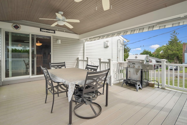 8 Lindsley St, Waterbury, CT 06708 - wooden terrace with ceiling fan, outdoor dining area, and grilling area